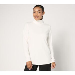Belle by Kim Gravel Women's Top Sz L TripleLuxe Turtleneck White A666954